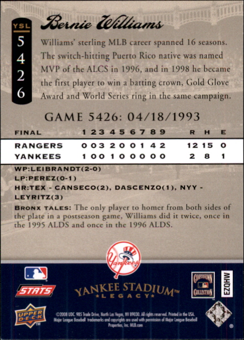 2008 Upper Deck Yankee Stadium Legacy Collection Baseball Card Pick 5107-6741 - Picture 124 of 382