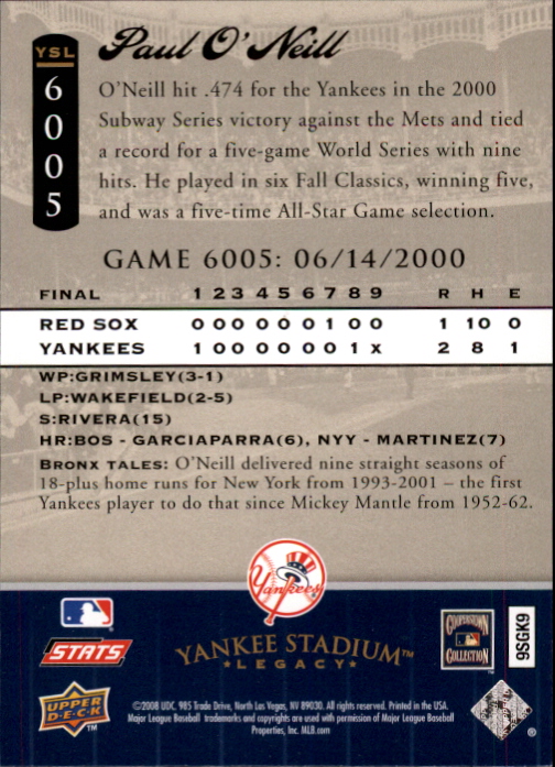 2008 Upper Deck Yankee Stadium Legacy Collection Baseball Card Pick 5107-6741 - Picture 204 of 382