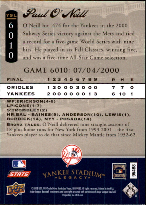 2008 Upper Deck Yankee Stadium Legacy Collection Baseball Card Pick 5107-6741 - Picture 208 of 382