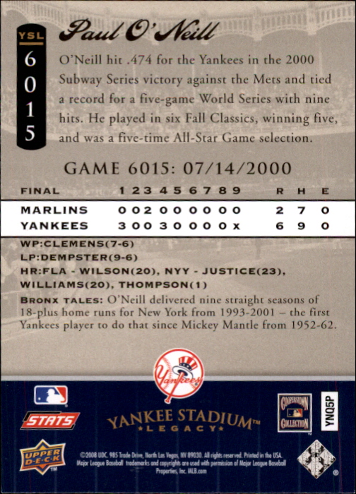 2008 Upper Deck Yankee Stadium Legacy Collection Baseball Card Pick 5107-6741 - Picture 212 of 382