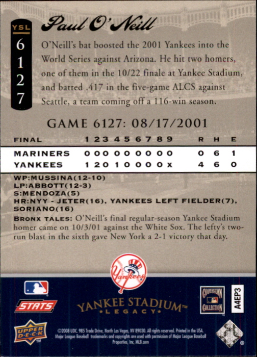2008 Upper Deck Yankee Stadium Legacy Collection Baseball Card Pick 5107-6741 - Picture 262 of 382