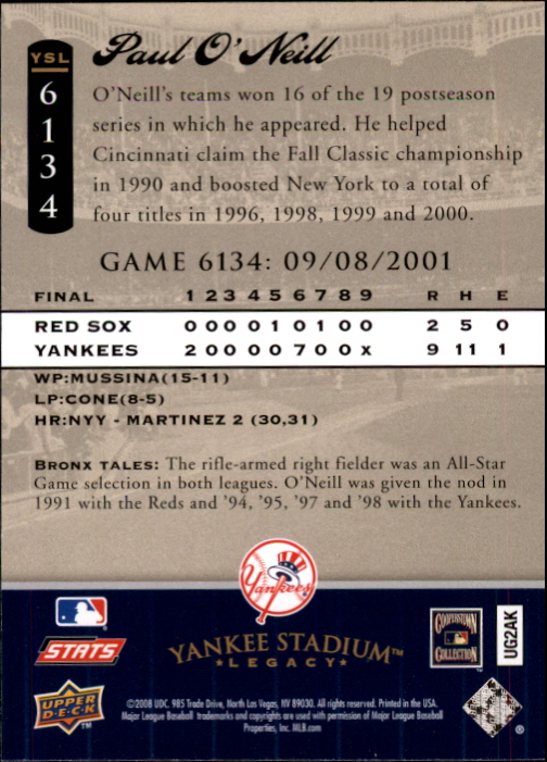 2008 Upper Deck Yankee Stadium Legacy Collection Baseball Card Pick 5107-6741 - Picture 264 of 382