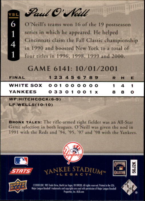 2008 Upper Deck Yankee Stadium Legacy Collection Baseball Card Pick 5107-6741 - Picture 270 of 382