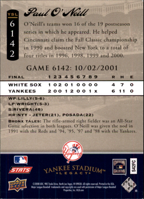 2008 Upper Deck Yankee Stadium Legacy Collection Baseball Card Pick 5107-6741 - Picture 272 of 382