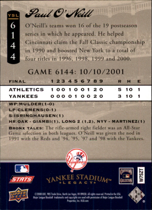 2008 Upper Deck Yankee Stadium Legacy Collection Baseball Card Pick 5107-6741 - Picture 274 of 382