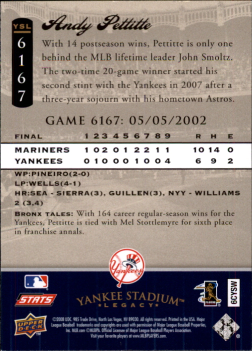 2008 Upper Deck Yankee Stadium Legacy Collection Baseball Card Pick 5107-6741 - Picture 284 of 382