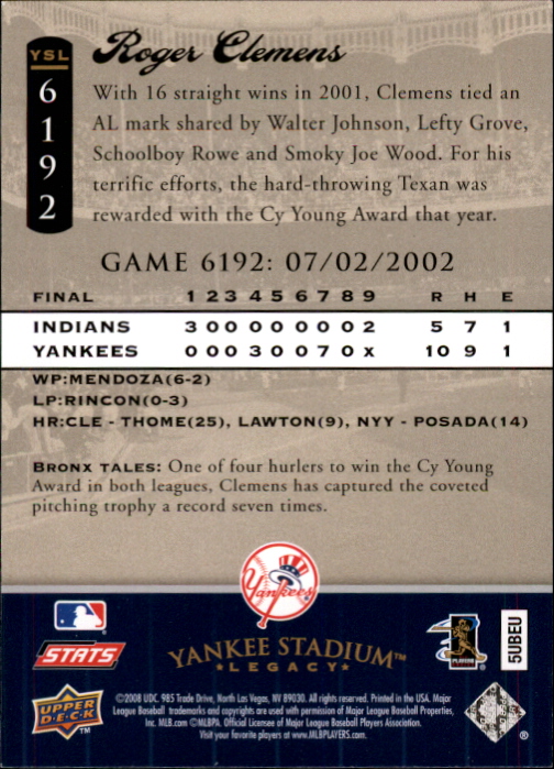 2008 Upper Deck Yankee Stadium Legacy Collection Baseball Card Pick 5107-6741 - Picture 292 of 382