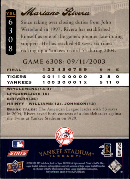 2008 Upper Deck Yankee Stadium Legacy Collection Baseball Card Pick 5107-6741 - Picture 314 of 382