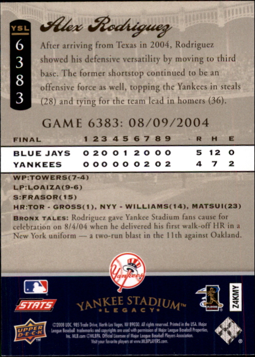 2008 Upper Deck Yankee Stadium Legacy Collection Baseball Card Pick 5107-6741 - Picture 334 of 382