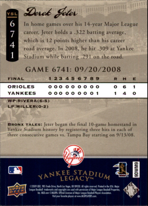 2008 Upper Deck Yankee Stadium Legacy Collection Baseball Card Pick 5107-6741 - Picture 382 of 382