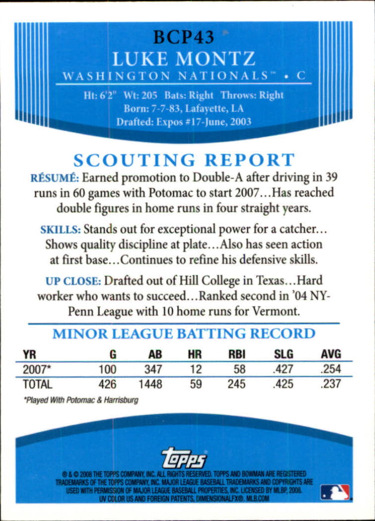 2008 Bowman Chrome Baseball "Prospects" Insert and Autograph Cards - Picture 45 of 339