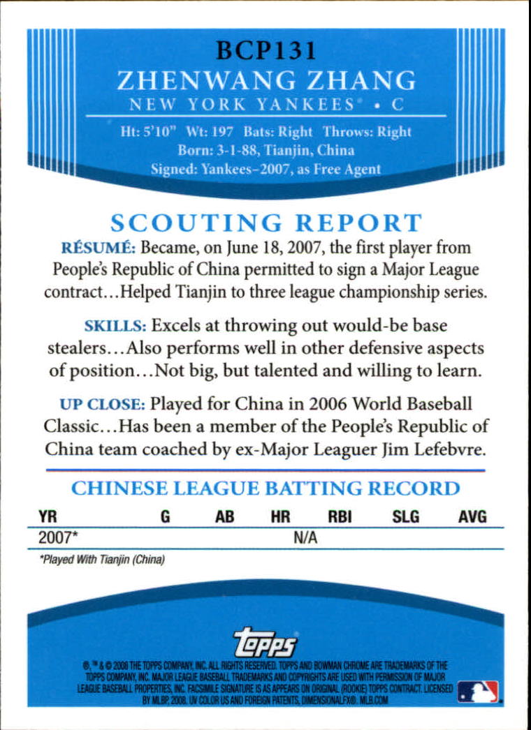 2008 Bowman Chrome Baseball "Prospects" Insert and Autograph Cards - Picture 109 of 339