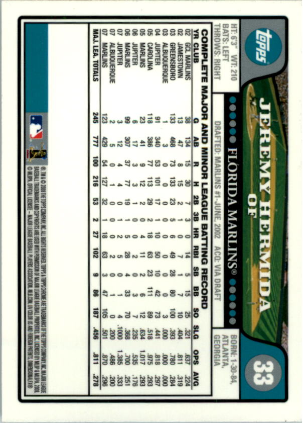 2008 Topps Chrom Baseballkarte #1-239 - wählen Sie Ihre Karte - Bild 52 von 325