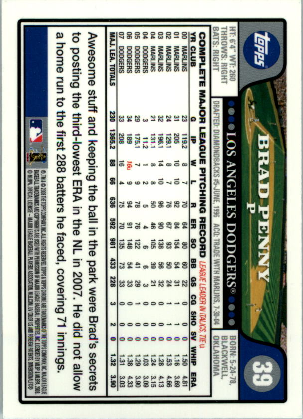 2008 Topps Chrom Baseballkarte #1-239 - wählen Sie Ihre Karte - Bild 62 von 325