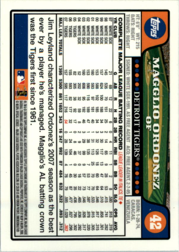 2008 Topps Chrom Baseballkarte #1-239 - wählen Sie Ihre Karte - Bild 64 von 325