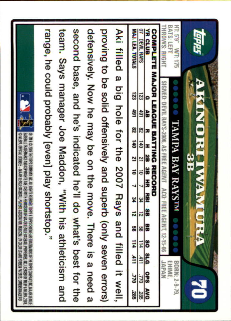 2008 Topps Chrom Baseballkarte #1-239 - wählen Sie Ihre Karte - Bild 106 von 325