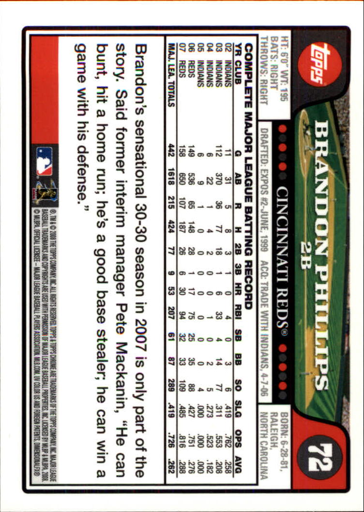 2008 Topps Chrom Baseballkarte #1-239 - wählen Sie Ihre Karte - Bild 108 von 325