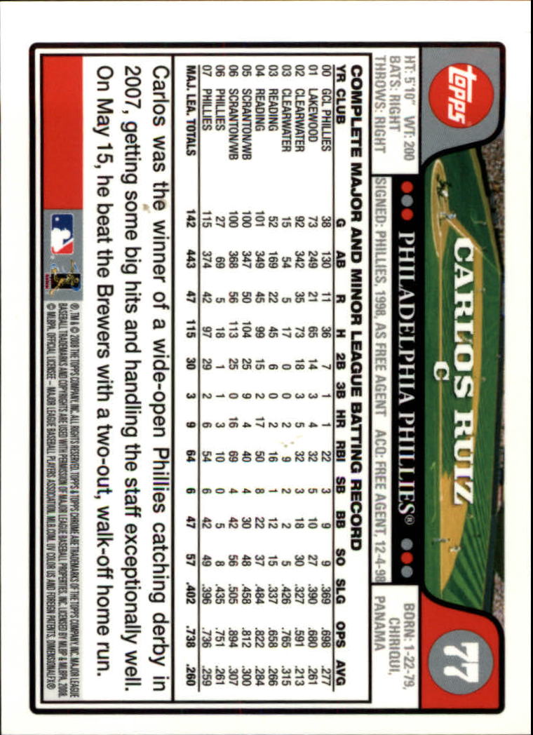 2008 Topps Chrom Baseballkarte #1-239 - wählen Sie Ihre Karte - Bild 116 von 325