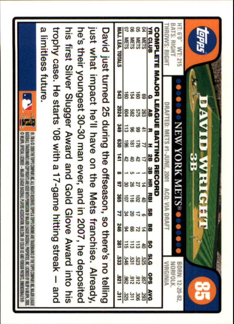 2008 Topps Chrom Baseballkarte #1-239 - wählen Sie Ihre Karte - Bild 128 von 325