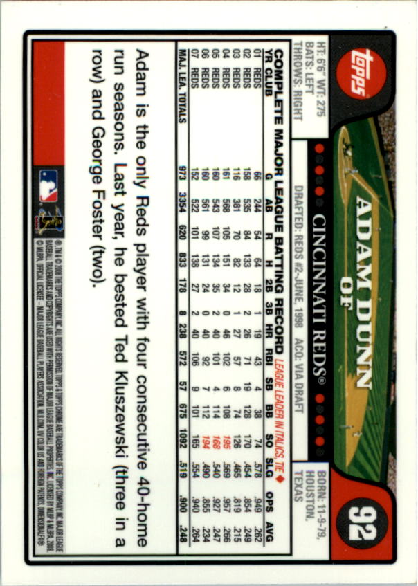2008 Topps Chrom Baseballkarte #1-239 - wählen Sie Ihre Karte - Bild 138 von 325