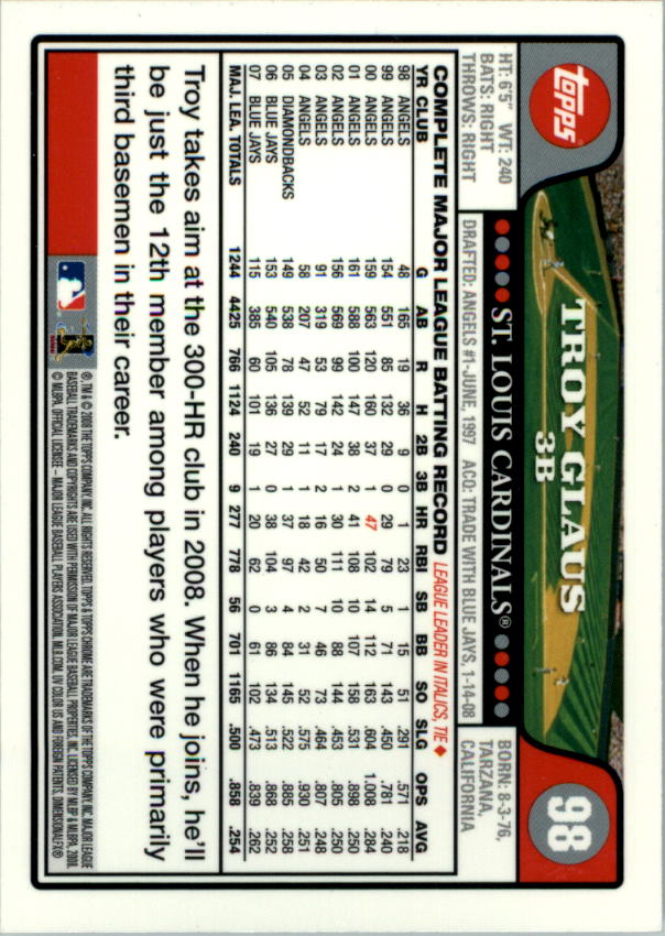 2008 Topps Chrom Baseballkarte #1-239 - wählen Sie Ihre Karte - Bild 150 von 325