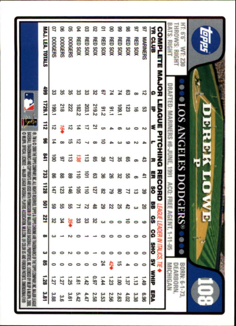 2008 Topps Chrom Baseballkarte #1-239 - wählen Sie Ihre Karte - Bild 162 von 325