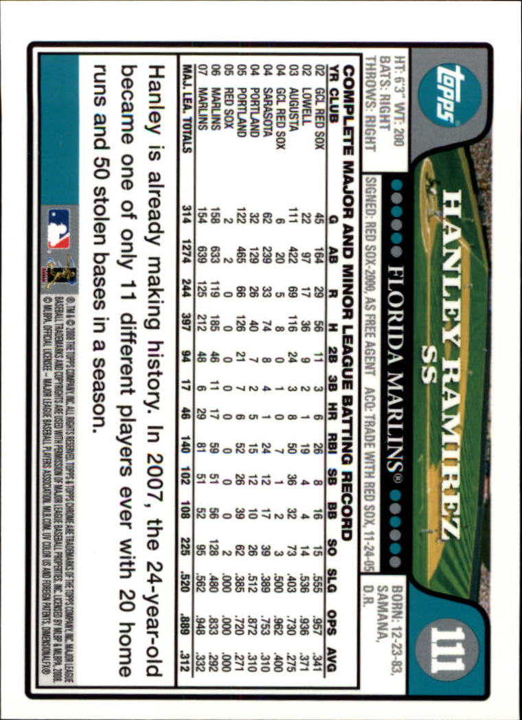 2008 Topps Chrom Baseballkarte #1-239 - wählen Sie Ihre Karte - Bild 168 von 325