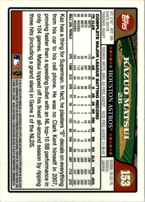 2008 Topps Chrom Baseballkarte #1-239 - wählen Sie Ihre Karte - Bild 226 von 325