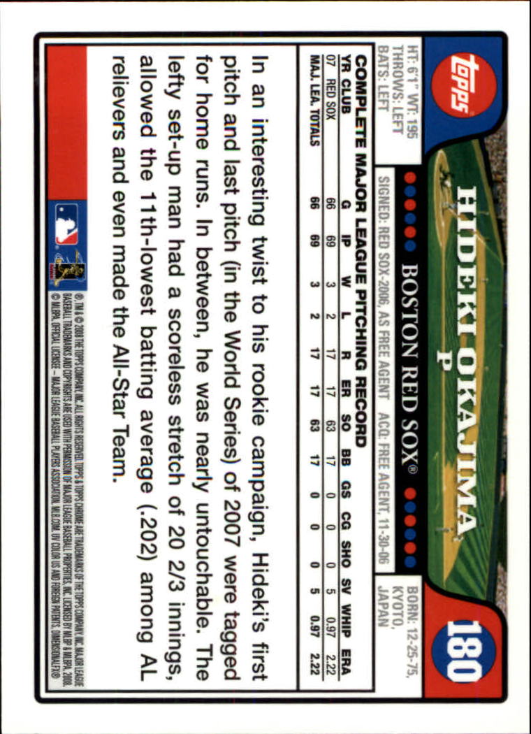 2008 Topps Chrom Baseballkarte #1-239 - wählen Sie Ihre Karte - Bild 260 von 325