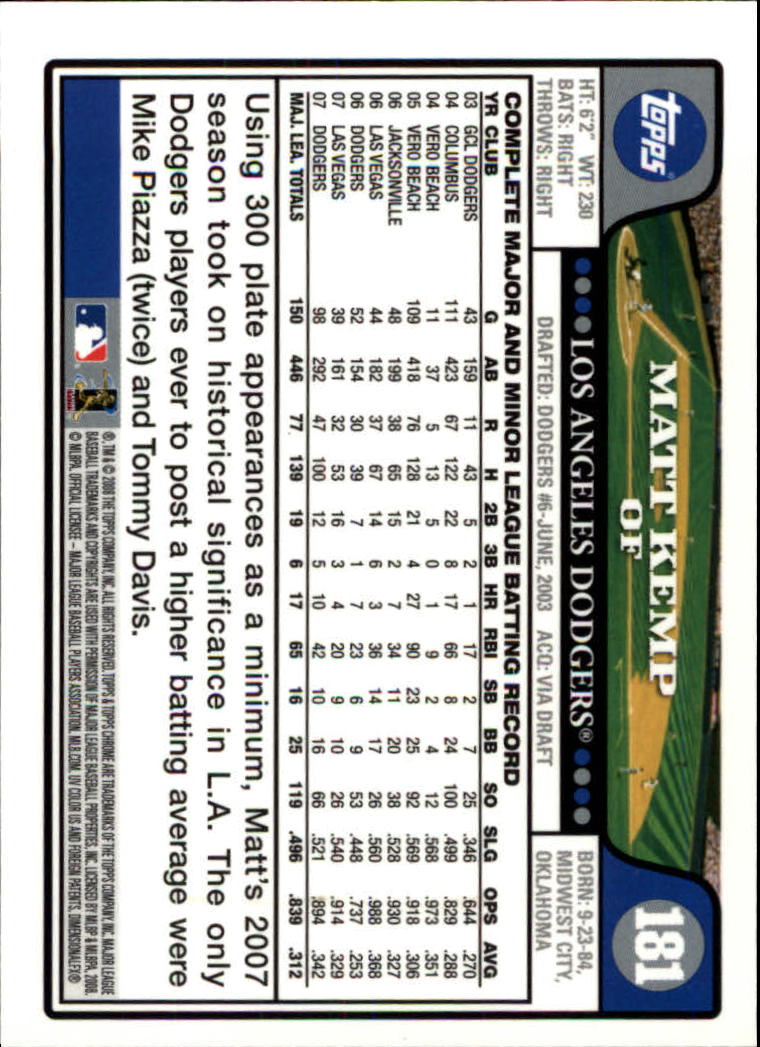 2008 Topps Chrom Baseballkarte #1-239 - wählen Sie Ihre Karte - Bild 262 von 325