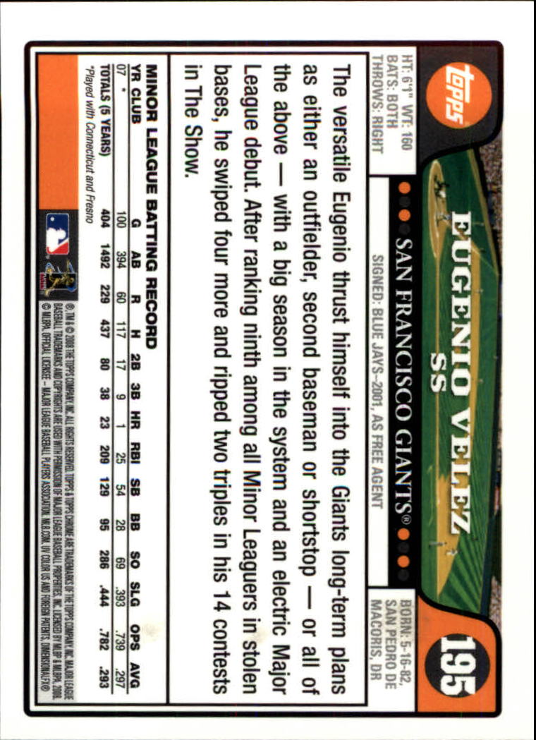 2008 Topps Chrom Baseballkarte #1-239 - wählen Sie Ihre Karte - Bild 280 von 325