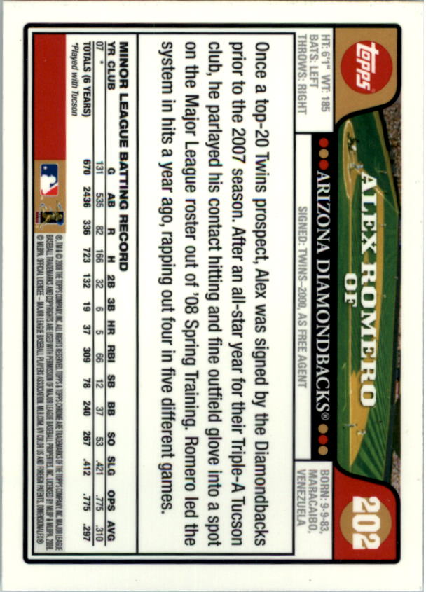 2008 Topps Chrom Baseballkarte #1-239 - wählen Sie Ihre Karte - Bild 294 von 325
