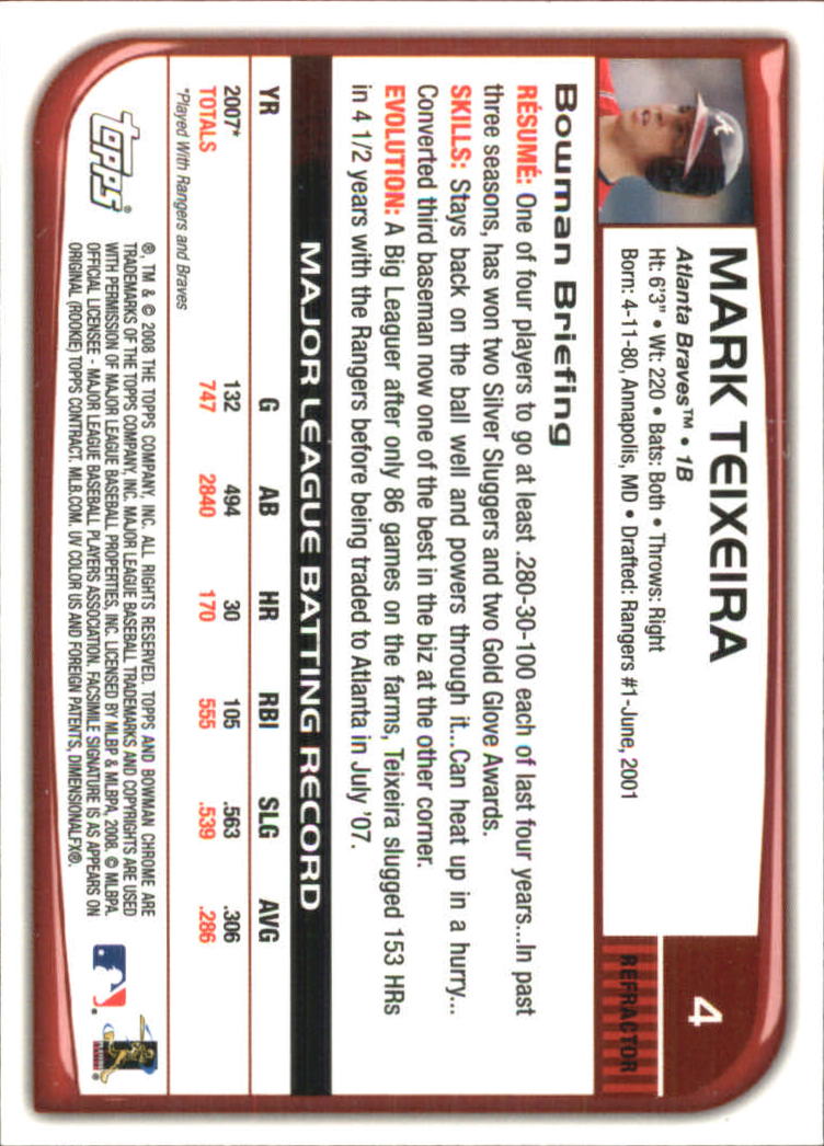 2008 Bowman Chrome Refractors Baseball Card Pick - Picture 9 of 423