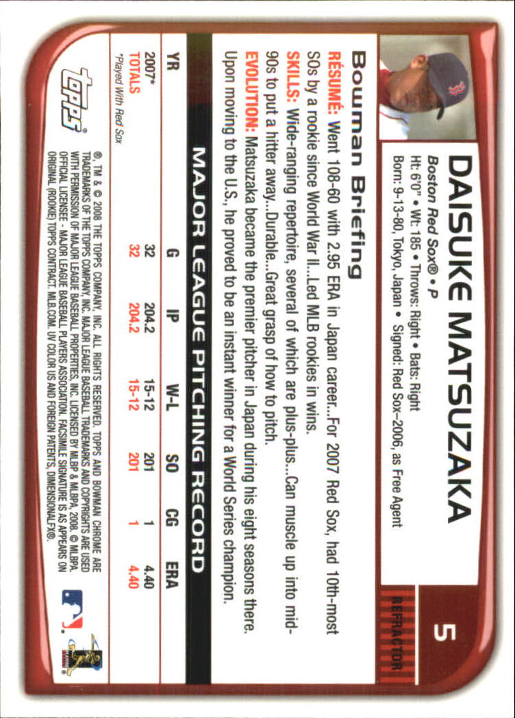 2008 Bowman Chrome Refractors Baseball Card Pick - Picture 11 of 423