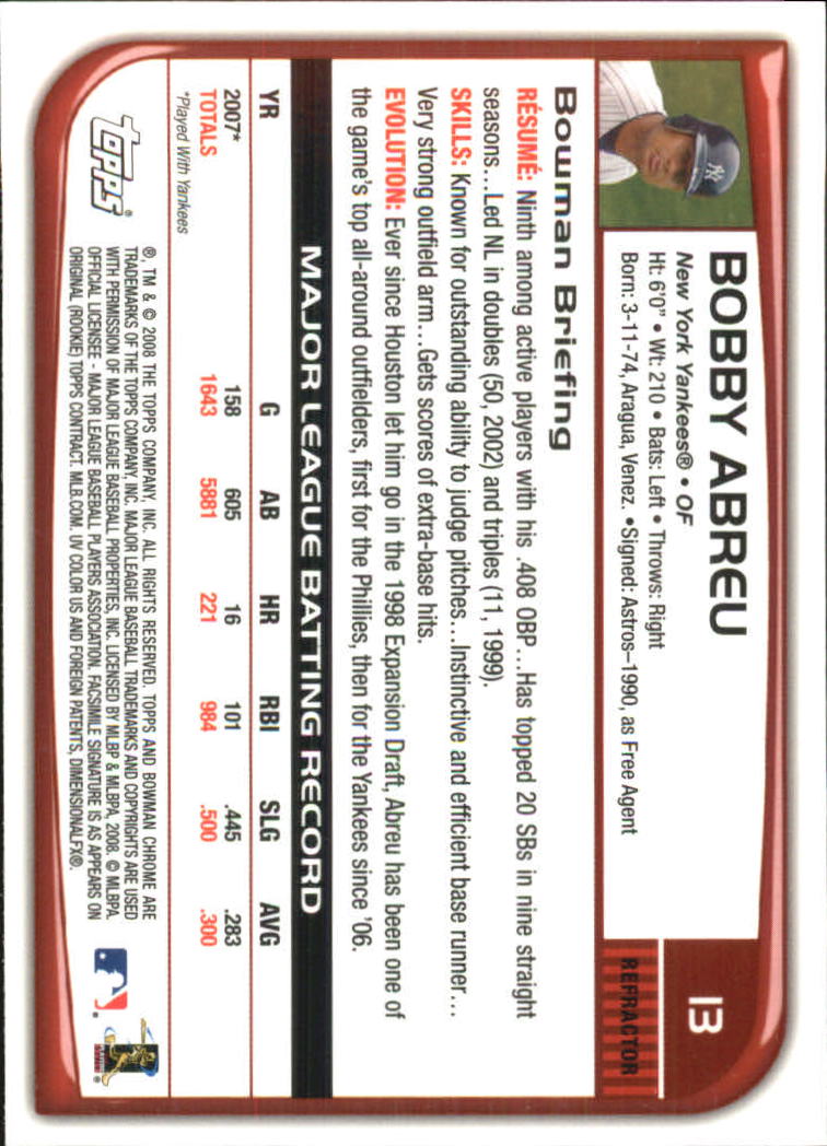 2008 Bowman Chrome Refractors Baseball Card Pick - Picture 27 of 423