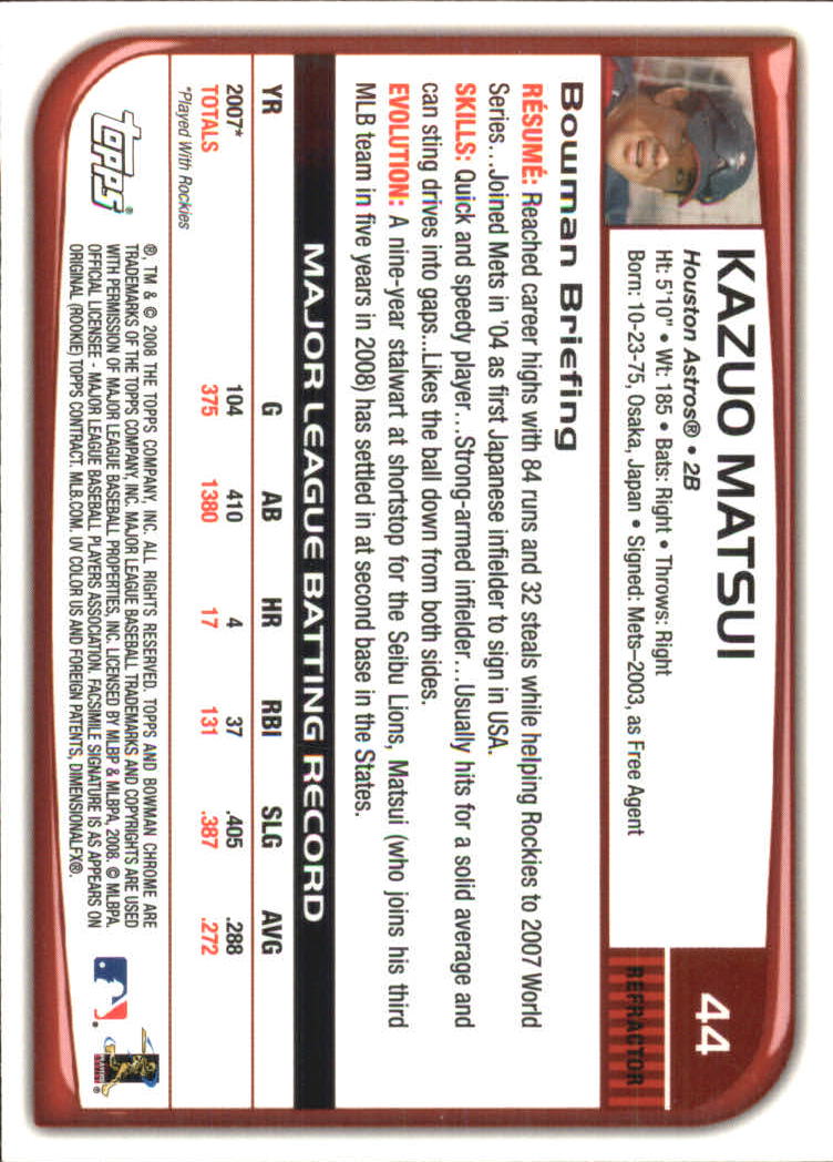 2008 Bowman Chrome Refractors Baseball Card Pick - Picture 87 of 423