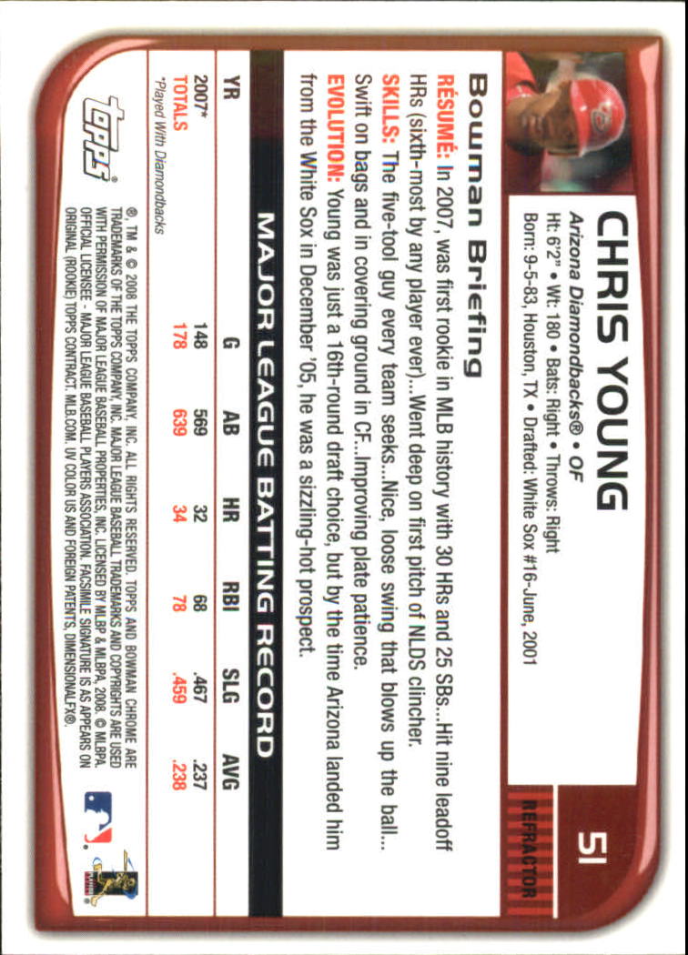 2008 Bowman Chrome Refractors Baseball Card Pick - Picture 99 of 423