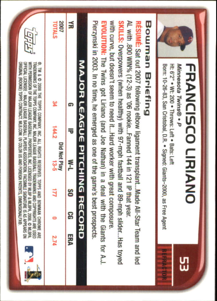 2008 Bowman Chrome Refractors Baseball Card Pick - Picture 103 of 423
