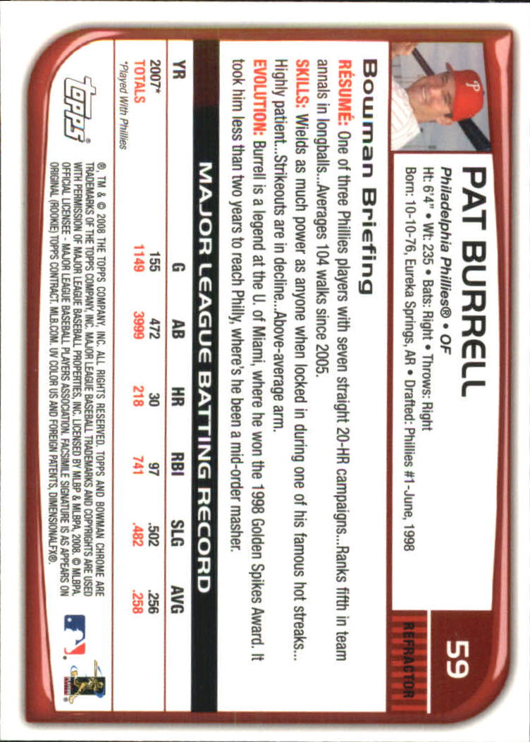 2008 Bowman Chrome Refractors Baseball Card Pick - Picture 115 of 423