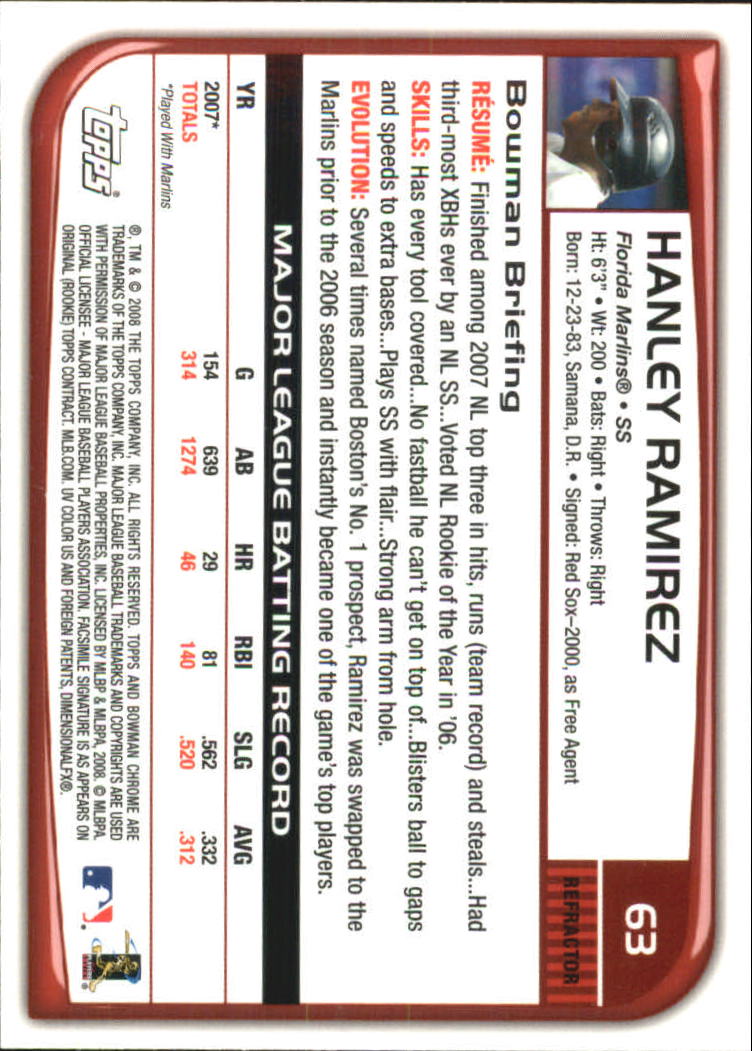2008 Bowman Chrome Refractors Baseball Card Pick - Picture 123 of 423