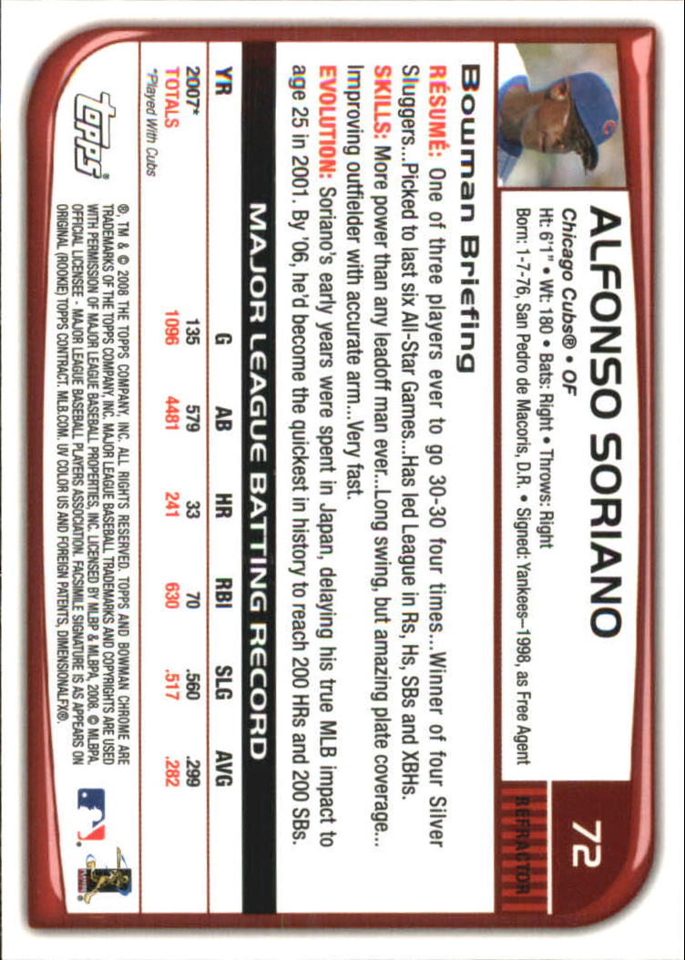 2008 Bowman Chrome Refractors Baseball Card Pick - Picture 141 of 423