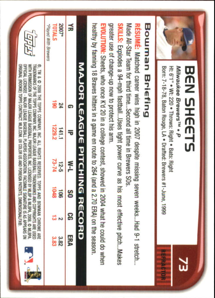 2008 Bowman Chrome Refractors Baseball Card Pick - Picture 143 of 423
