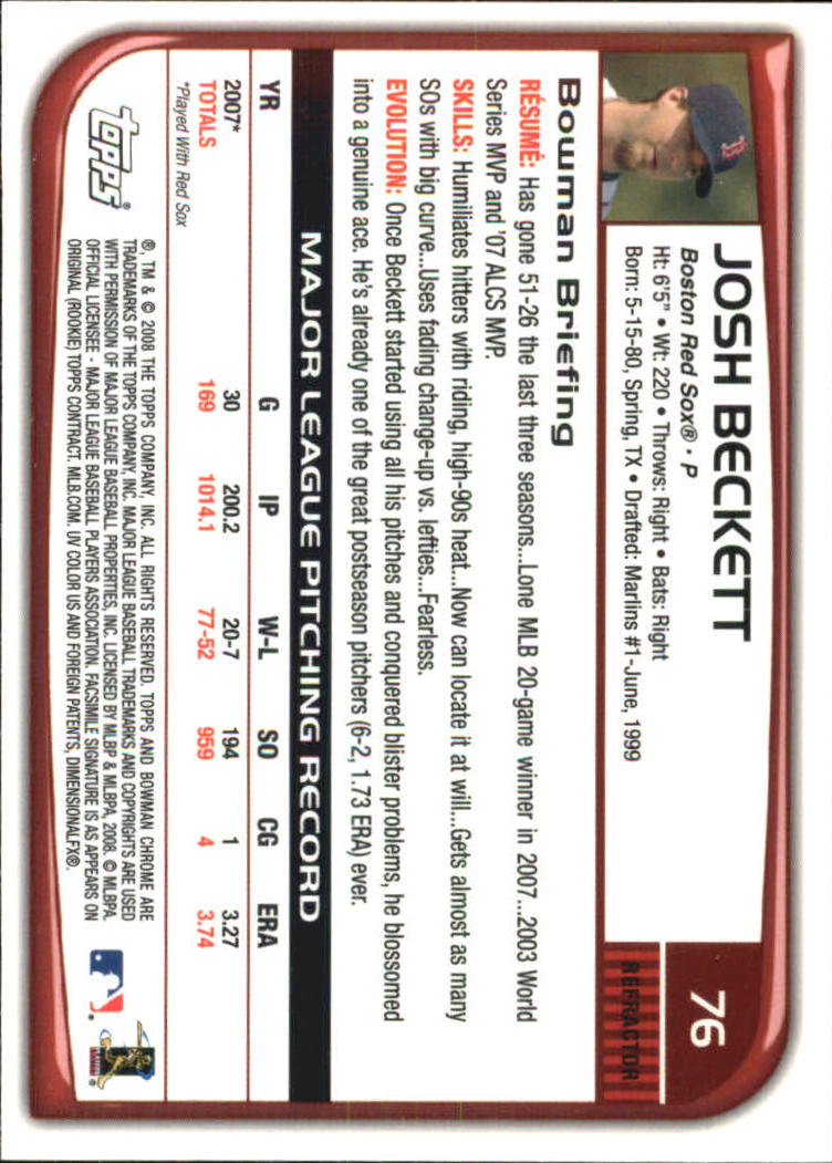 2008 Bowman Chrome Refractors Baseball Card Pick - Picture 149 of 423