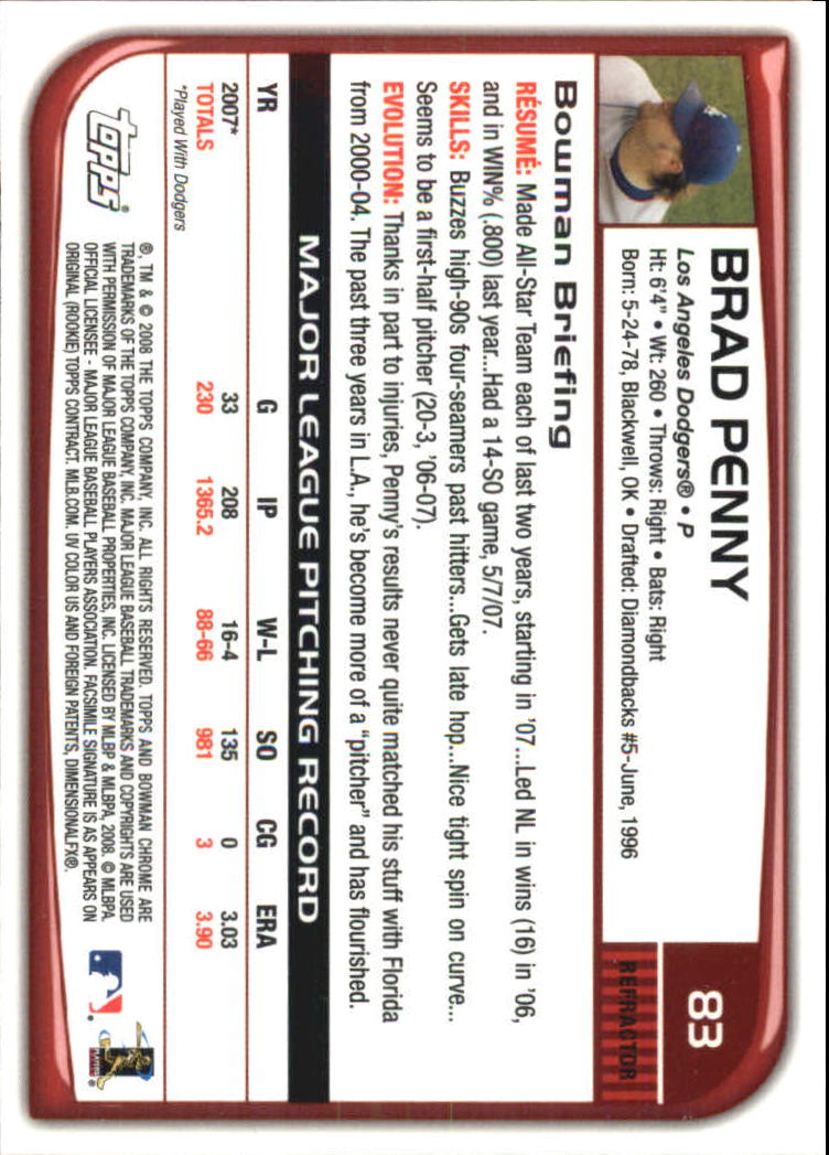 2008 Bowman Chrome Refractors Baseball Card Pick - Picture 163 of 423