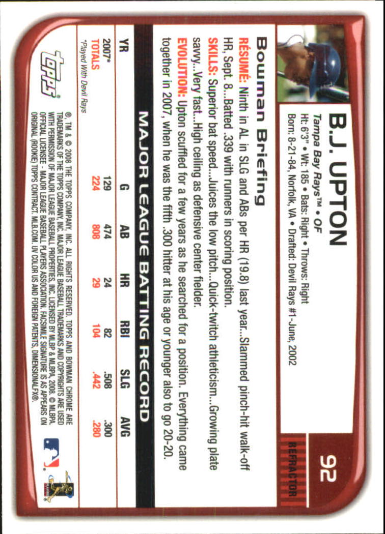 2008 Bowman Chrome Refractors Baseball Card Pick - Picture 179 of 423