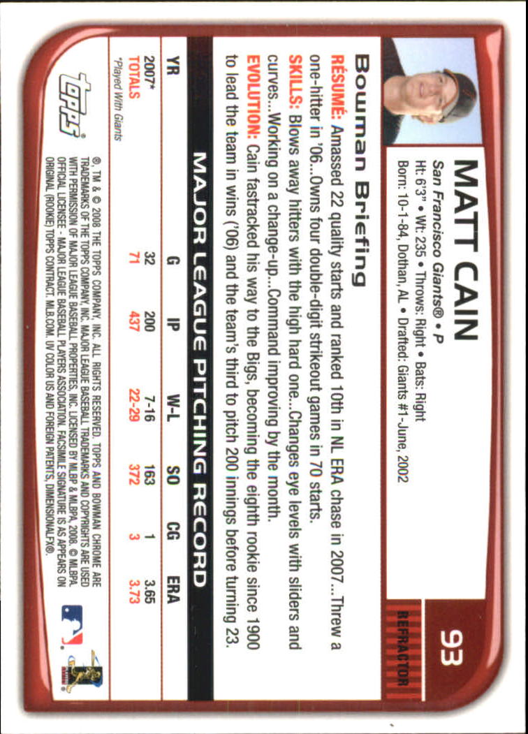 2008 Bowman Chrome Refractors Baseball Card Pick - Picture 181 of 423