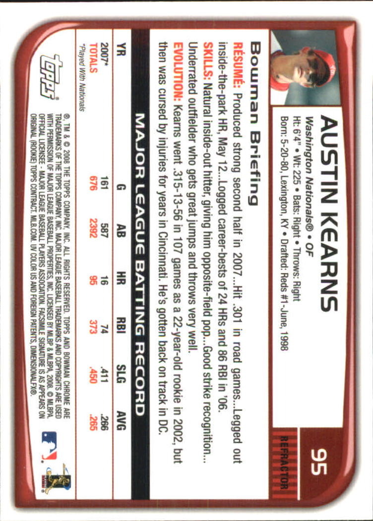 2008 Bowman Chrome Refractors Baseball Card Pick - Picture 185 of 423