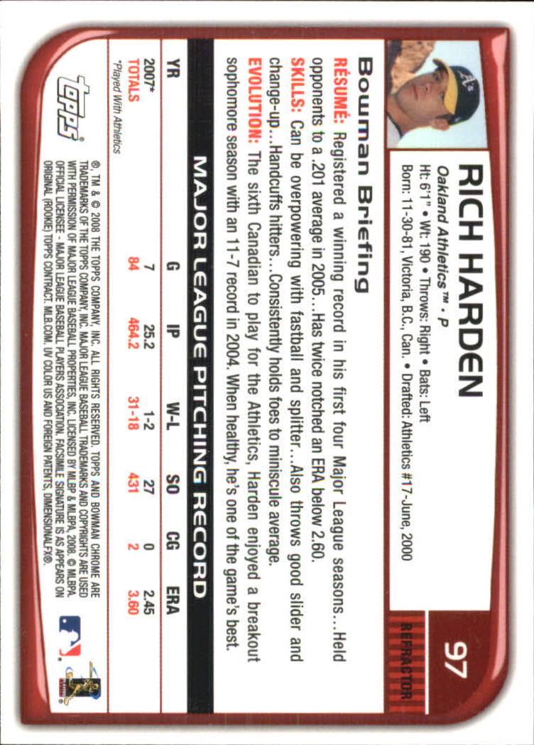 2008 Bowman Chrome Refractors Baseball Card Pick - Picture 189 of 423