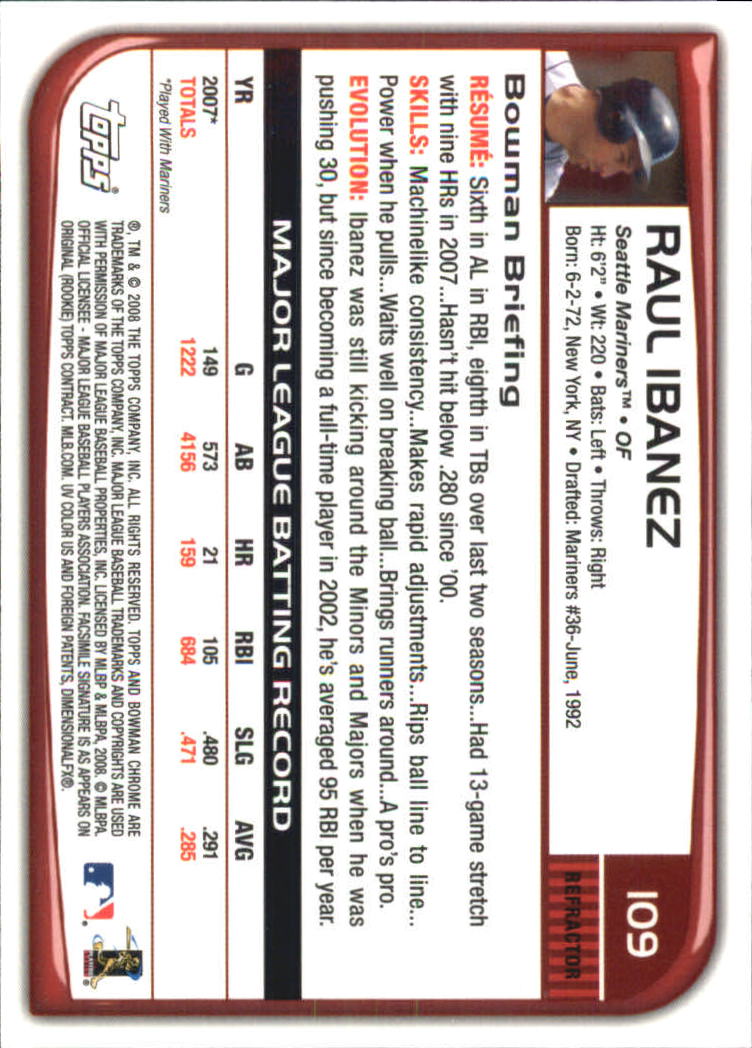 2008 Bowman Chrome Refractors Baseball Card Pick - Picture 211 of 423