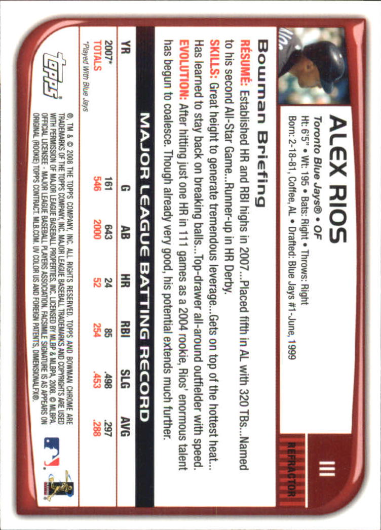 2008 Bowman Chrome Refractors Baseball Card Pick - Picture 215 of 423